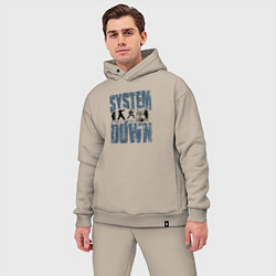 Мужской костюм оверсайз System of a Down большое лого, цвет: миндальный — фото 2