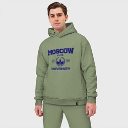 Мужской костюм оверсайз MGU Moscow University, цвет: авокадо — фото 2