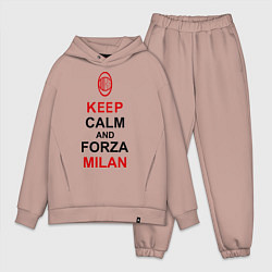 Мужской костюм оверсайз Keep Calm & Forza Milan цвета пыльно-розовый — фото 1