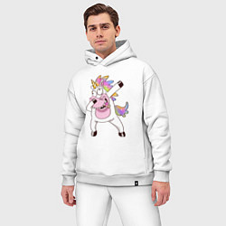 Мужской костюм оверсайз Dabbing Unicorn, цвет: белый — фото 2