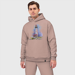 Мужской костюм оверсайз Crisp Point Lighthouse, цвет: пыльно-розовый — фото 2