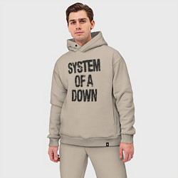 Мужской костюм оверсайз System of a down, цвет: миндальный — фото 2