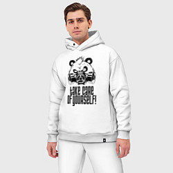 Мужской костюм оверсайз Береги себя!, цвет: белый — фото 2