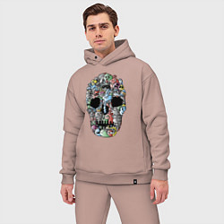 Мужской костюм оверсайз Tosh Cool skull, цвет: пыльно-розовый — фото 2