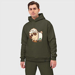 Мужской костюм оверсайз Сладкий мопс, цвет: хаки — фото 2