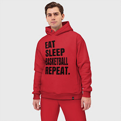 Мужской костюм оверсайз EAT SLEEP BASKETBALL REPEAT, цвет: красный — фото 2
