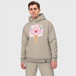 Мужской костюм оверсайз Flowers ice cream, цвет: миндальный — фото 2