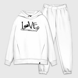 Мужской костюм оверсайз Я люблю хоккей, цвет: белый