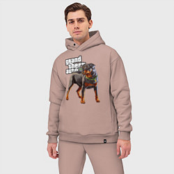 Мужской костюм оверсайз ЧОП - ротвейлер из GTA 5, цвет: пыльно-розовый — фото 2
