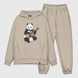 Мужской костюм оверсайз Панда гитарист Panda Guitar, цвет: миндальный