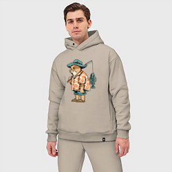 Мужской костюм оверсайз Кот рыбак, цвет: миндальный — фото 2