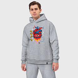 Мужской костюм оверсайз Сердце и колючая проволока, цвет: меланж — фото 2