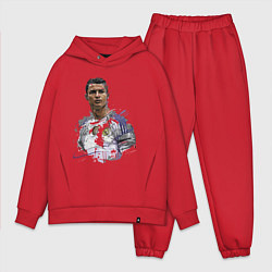 Мужской костюм оверсайз Cristiano Ronaldo Manchester United Portugal, цвет: красный