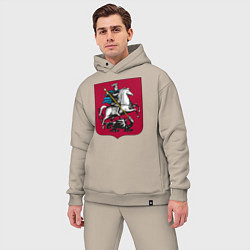 Мужской костюм оверсайз Георгий Победоносец - Герб, цвет: миндальный — фото 2