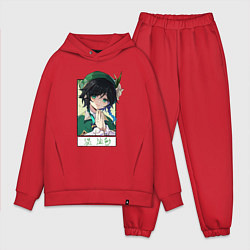 Мужской костюм оверсайз Вен ти в рамке genshin impact, цвет: красный