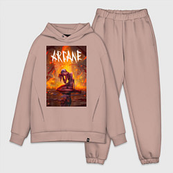 Мужской костюм оверсайз Джинкс объятая пламенем Аркейн Лига легенд, цвет: пыльно-розовый