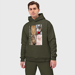 Мужской костюм оверсайз I LOVE CATS Я ЛЮБЛЮ КОШЕК, цвет: хаки — фото 2