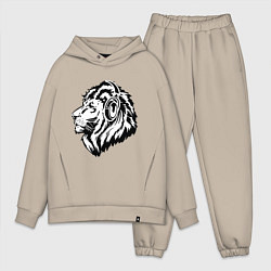 Мужской костюм оверсайз Лев в наушниках, цвет: миндальный