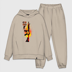 Мужской костюм оверсайз CS GO Винтовка M4A4 HOWL, цвет: миндальный