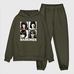 Мужской костюм оверсайз Ramones, Рамонес Портреты цвета хаки — фото 1