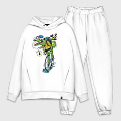 Мужской костюм оверсайз Прикольный модный крокодил, цвет: белый