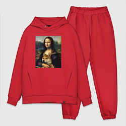 Мужской костюм оверсайз Shiba Inu Mona Lisa, цвет: красный