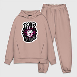 Мужской костюм оверсайз Lil Peep Череп RIP Лил Пип, цвет: пыльно-розовый