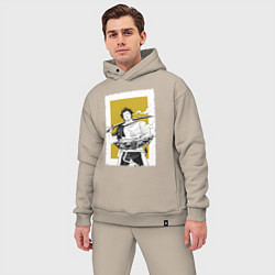 Мужской костюм оверсайз Стильный Ями, цвет: миндальный — фото 2