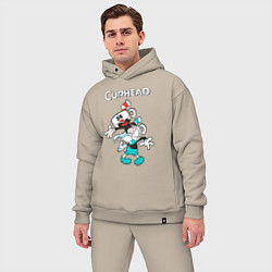 Мужской костюм оверсайз Cuphead веселые чашечки, цвет: миндальный — фото 2