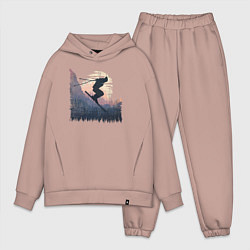 Мужской костюм оверсайз Лыжи и Лыжники, цвет: пыльно-розовый