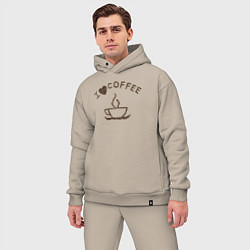 Мужской костюм оверсайз I love coffee ай лав кофе, цвет: миндальный — фото 2