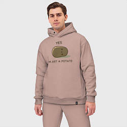 Мужской костюм оверсайз Yes, im just a potato, цвет: пыльно-розовый — фото 2