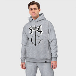 Мужской костюм оверсайз Ghost logo, цвет: меланж — фото 2