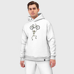 Мужской костюм оверсайз Скелетик и велосипед, цвет: белый — фото 2