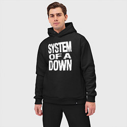Мужской костюм оверсайз System of a Down логотип, цвет: черный — фото 2