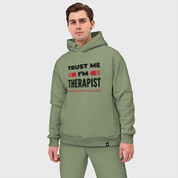 Мужской костюм оверсайз Trust me - Im therapist, цвет: авокадо — фото 2
