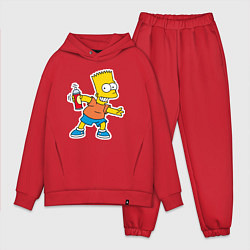 Мужской костюм оверсайз Барт Симпсон с баплончиком для граффити, цвет: красный