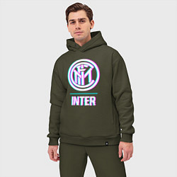 Мужской костюм оверсайз Inter FC в стиле glitch, цвет: хаки — фото 2