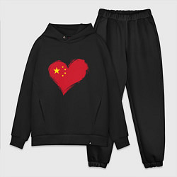 Мужской костюм оверсайз Сердце - Китай, цвет: черный