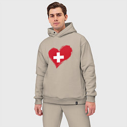 Мужской костюм оверсайз Сердце - Швейцария, цвет: миндальный — фото 2