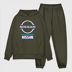 Мужской костюм оверсайз Значок Nissan в стиле glitch