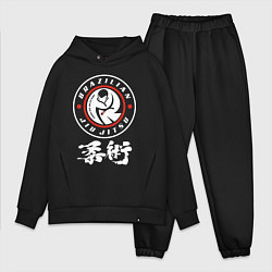 Мужской костюм оверсайз Brazilian splashes Jiu jitsu fighter logo, цвет: черный