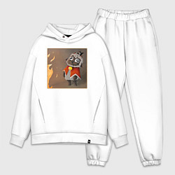 Мужской костюм оверсайз Cult of the Lamb - Картина - Ягнёнок и огонь, цвет: белый