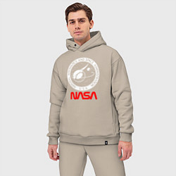 Мужской костюм оверсайз Nasa usa спутник, цвет: миндальный — фото 2