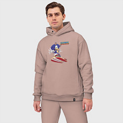 Мужской костюм оверсайз Sonic - hedgehog - skateboarding, цвет: пыльно-розовый — фото 2