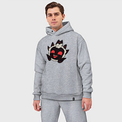 Мужской костюм оверсайз Cult of the Lamb - овечка злобно смеётся, цвет: меланж — фото 2