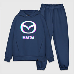 Мужской костюм оверсайз Значок Mazda в стиле glitch, цвет: тёмно-синий
