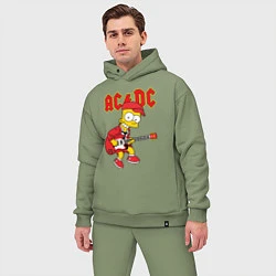 Мужской костюм оверсайз AC DC Барт Симпсон, цвет: авокадо — фото 2