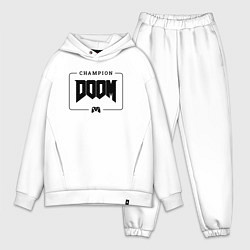 Мужской костюм оверсайз Doom gaming champion: рамка с лого и джойстиком, цвет: белый