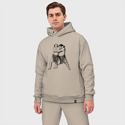 Мужской костюм оверсайз Сумоисты в поединке, цвет: миндальный — фото 2